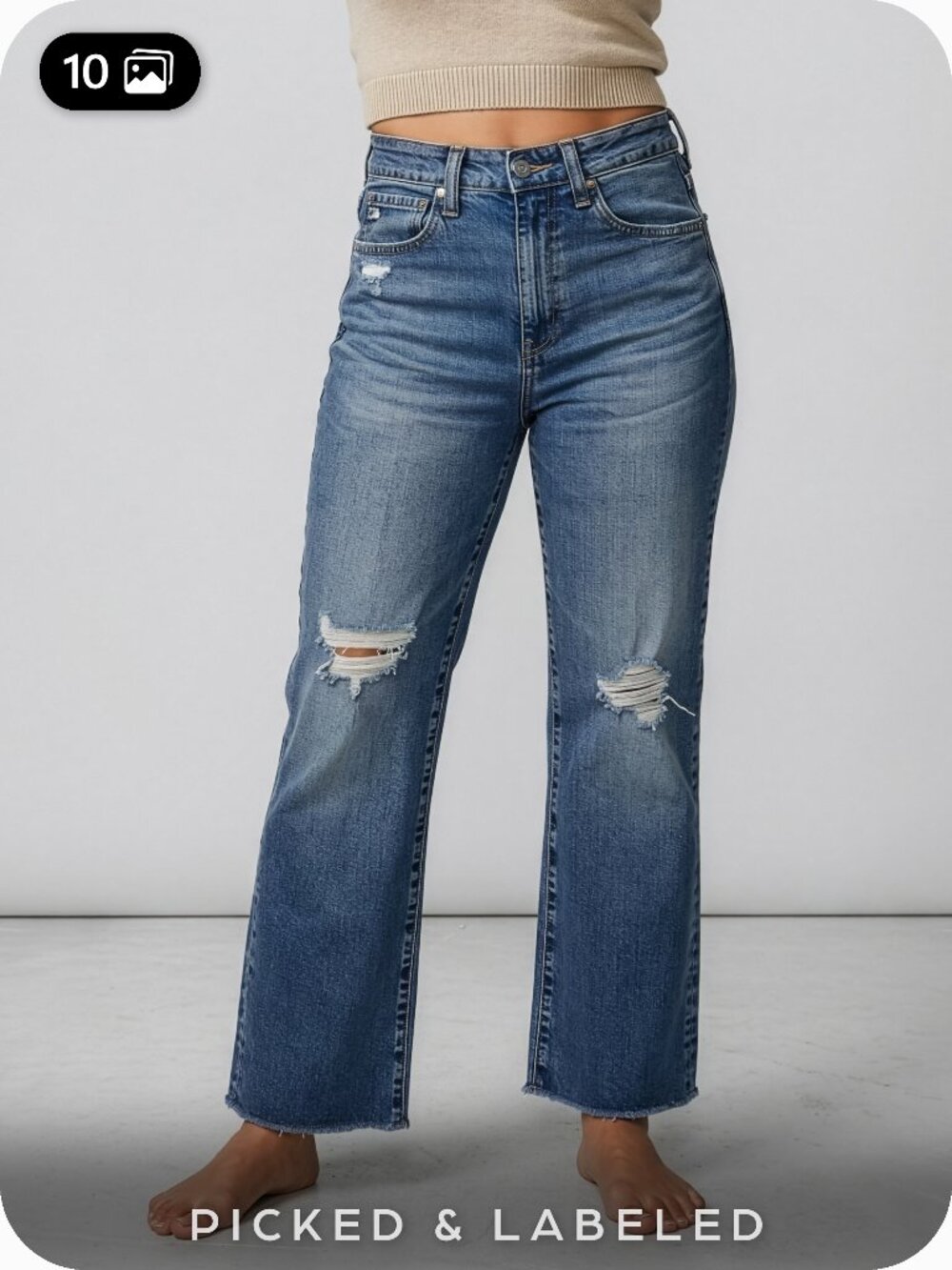 AG The Kinsley Crop Boot Jeans 24 Ladera Distressed Raw Hem Denim